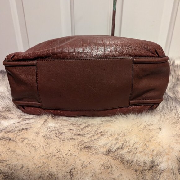 Coach F26122 Avery Brown Croc Hobo Croc Embossed Brown Leather - Picture 6 of 9